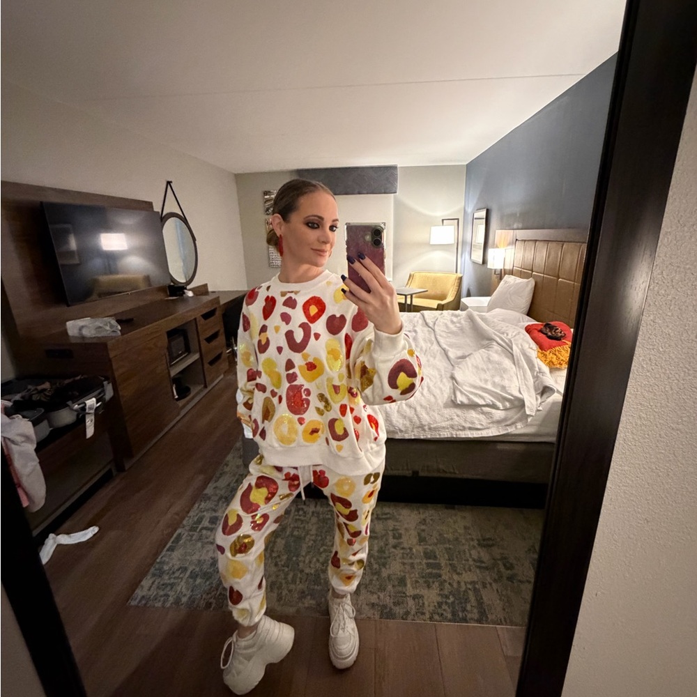 Colorful Animal Print Sweatshirt and Joggers Set QOS QUEEN OF SPAKLES